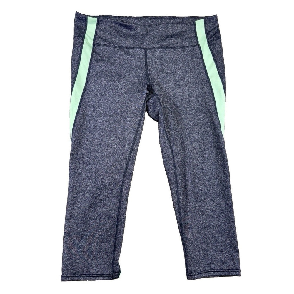 GAP Fit Heathered Blue & Aqua Leggings Yoga‎ Pants Sz L Workout Comfort Preppy